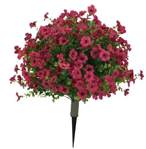 Alberi artificiali in bosso topiaria con fiori per esterni piante finte con picchetto, 61 cm, resistenti ai raggi UV, piante finte per porta d'ingresso, giardino, cortile, portico, patio, decorazione