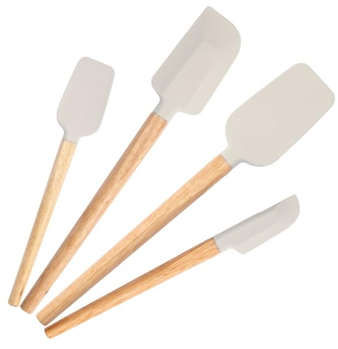 4-Piece Non-Stick Rubber Spatula Set, Baking Bowl Spatula Seamless Spreader, Heat Resistant up to 600°F, for Baking, Cooking and Mixing, Dishwasher Safe