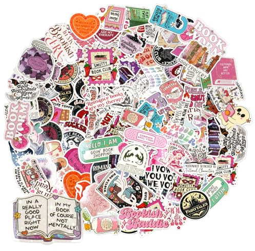 150 PCS Book Stickers, Romance Holographic Bookish Stickers, Glitter Vinyl Waterproof Stickers for Laptop Computer Phone Scrapbook Water Bottle Travel Case Ebook Bottle
