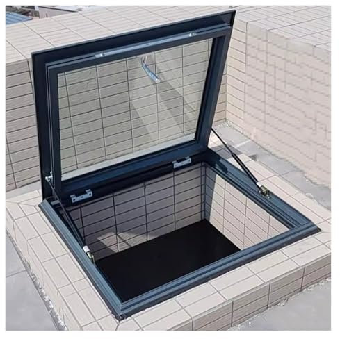 Finestre Per Tetti, Manuale Ventilazione Terrazza Installazione Lucernari, Soffitta Veranda Uscita Finestra Da Tetto Con Vetro Temperato, Seminterrato Lucerna Naturale Porta(1.97x3.28ft/60x100cm)