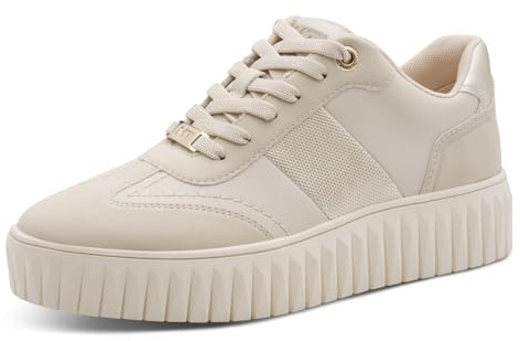 Marco Tozzi Damen Sneaker weiches Feel Me Wechselfußbett weiches Innenfutter Modern, beige (Cream/BEIGE), 40 EU