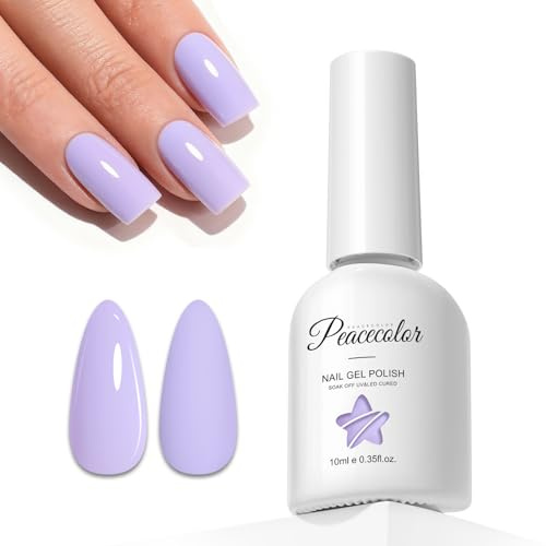 PEACECOLOR Esmaltes Semipermanentes para Uñas Morado Claro, Light Purple Lila Pintauñas Semipermanentes UV/LED Nail Art Manicure Regalo