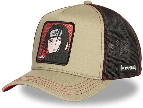 Capslab Trucker-Mütze, grün, Itachi Uchiha NS5 ITA Naruto, Unisex für Erwachsene mit Anime-Design, verstellbarer Snapback-Verschluss, Netzrückseite, moderner und jugendlicher Stil