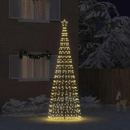 ACAGALA LED Weihnachtsbaum mit Erdspießen 400 cm 800 LEDs Beleuchtete Kegelform Tannenbaum Außen mit Stern, Beleuchtet Christbaum mit Erdnägeln, Weihnachtsdeko Lichterpyramide Lichterbaum Warmweiß