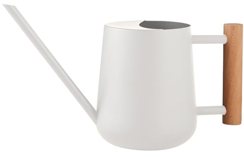 1L Metall Gießkanne, 1000ml 35oz Edelstahl Indoor Gartengießkanne, Weiß | Gießkanne für Pflanzen im Innen- und Außenbereich, Bonsai mit langem Ausguss und Holzgriff