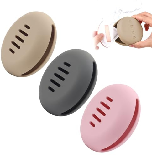 PHYNDR 3 PièCes Supports Pour éPonges à Maquillage, Beauty Blender En Silicone Respirant,Outil CosméTique Portable Incassable Pour Le Rangement (Café + Gris + Rose)