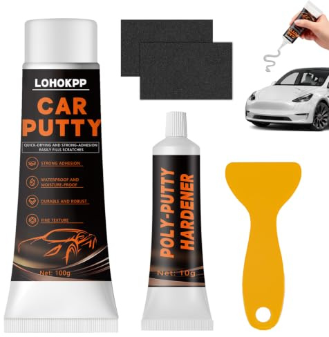 LOHOKPP Mastic Carrosserie, Debosselage Carrosserie, Facile à Poncer | Mastic Carrosserie Finition, Rebouche Trou, Réparations Nautiques, Carrosserie Auto, Motos, 100g + 10g