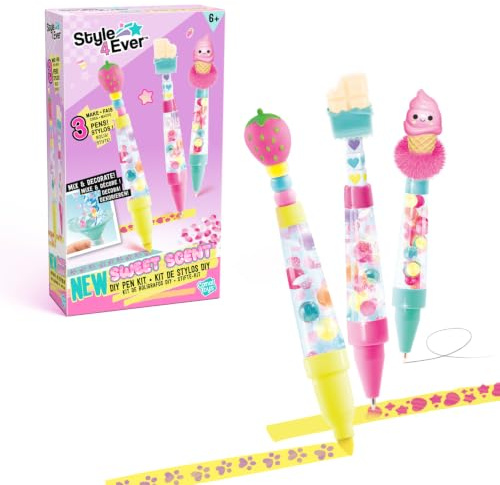 Canal Toys - Style 4 Ever DIY - Sweet Scent Stifte Kreativset für Kinder ab 6 Jahren - 2 Stifte und 1 Duftmarker mit Dekorationen, Perlen und Radiergummis gestalten - Geschenkidee - OFG 384