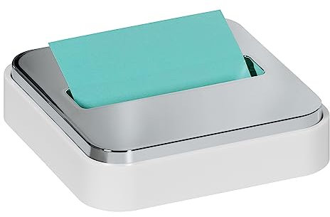 Post-it Notizspender für 7,6 x 7,6 cm große Notizen, weißer Boden mit Stahldeckel