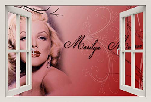 Unified Distribution Marilyn Monroe - Wandtattoo mit 3D Effekt, Aufkleber für Wände und Türen Größe: 92x61 cm, Stil: Fenster