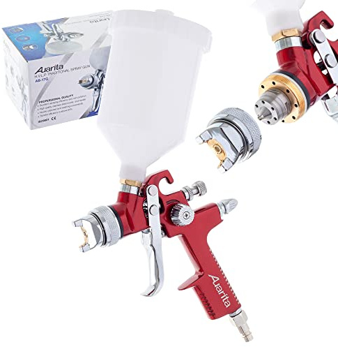 Farbspritzpistole AUARITA HVLP AB-17G Düse 1,4 mm mit Becher 600ml, Mengenregler, Umschaltbar zwischen Punktstrahl und Breitstrahl, drehbare Düse