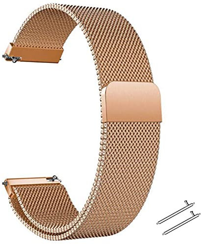 beifon Bracelet de Montre Magnétique pour Homme Femme Bracelet de Montre Réglable en Acier Inoxydable pour Pattes de Montres Intelligentes (22mm, Or Rose)