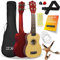 3rd Avenue Pacchetto beginner con ukulele soprano da 21 pollici 3rd Avenue – Custodia, stand, tracolla, corde, plettri e adesivi per tasti – Naturale