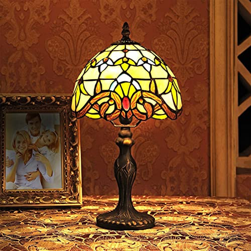 8 zoll Tiffany Tischleuchte Schreibtischlampe Retro Vintage Barock Glas Dekorativer europäische Nostalgisch Tischlampe E14 Lampe Weinlese Arbeitslampe Kreativ Wohnzimmer Büro Schlafzimmer Leselampe