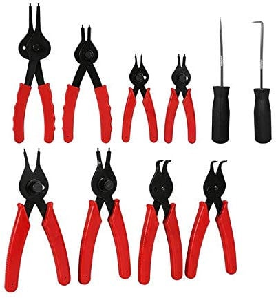 Huamengyuan Sicherungsringzangen Set, 11 Stück Seegeringzangen Sicherungsringzangen Satz Sprengringzangen Satz Mit Plastik Griffe Autoreparatur Hardware Tools, | Gebogen | Gerade |
