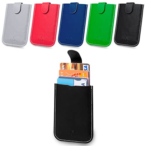 ANTEVIA - Porte Carte bancaire Anti piratage RFID Ultra Fin avec Compartiment Billet | Plus DE 20 MODÈLES | Fidélité Crédit Homme Femme | Couleur: Noir (Serbin Noir)