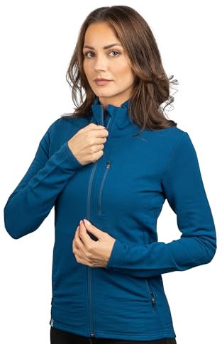 ALPIN LOACKER Merino Jacke Damen 270 g/m² I Merinowolle Fleecejacke atmungsaktiv I Wolljacke für Outdoor und Freizeit, Blau XL