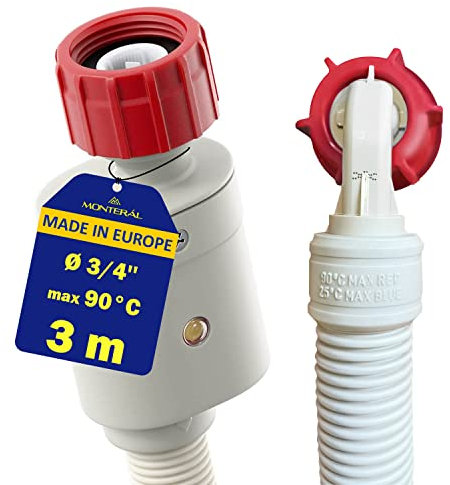 Aquastop Schlauch für Waschmaschine und Spülmaschine 3m Wasserstop mit Ø 3/4 Zoll Winkel und Geradem Sicherheitsventil Waschmaschine Zulaufschlauch mit 10 Jahren Garantie - Monteral