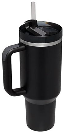 40oz Tumbler with Straw and Lid, Insulated Tumbler Stainless Steel Tumblers, Car Mug Outdoor Sports Travel Gift 40oz/1200ml Thermos Water Bottle (Black)