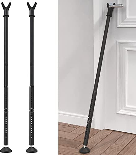 Door Security Bar, Sliding Patio Door Security Bar, Sliding Door Lock for Patio Door, Sliding Door, Window, Apartment, Home, Hotel Room, Removable Security Jammer Bar, Frosted Black(2 Pack)