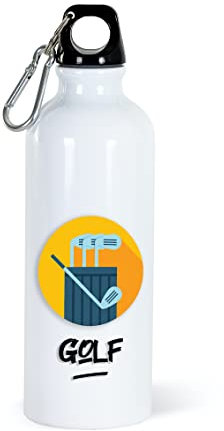Gourde Golf Sport 500ml Bouteille d’Eau Aluminium Réutilisable Ecologique avec Mousqueton. Idée Cadeau Original Humour Homme Femme Enfant Ami Collègue Utile Voyage Collègue Anniversaire Noël