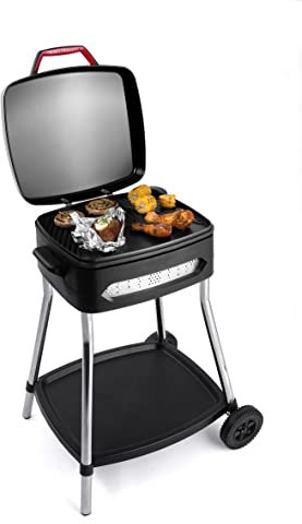 FRITEL BBQ 3278 - Barbecue électrique/Grill de Table - Grande Surface de Cuisson 40 x 36 cm - 2000 W - Plaque Amovible + Support