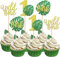 SYKYCTCY 30 PCS Monstera Leaf One Cupcake Toppers Glitter Wild One Cupcake Picks Palm Leaves 1st Birthday Cake Decorations for Jungle Safari Theme Baby Shower Kids First Birthday Party Supplies