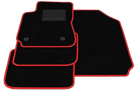 Tappetini compatibili con Citroen C4 Cactus 2014-2018, bordo rosso, kit tappetini auto personalizzati, set tappeti in velluto, tappeto auto