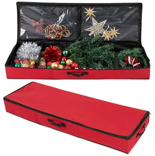 Weihnachtsbaum Lagerung Christmas Tree Aufbewahrungstasche mit Reißverschluss & Tragegriff, Tannenbaum Boxen Aufbewahrung (Rot 100 cm)
