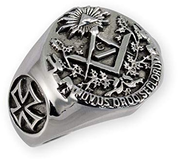 Fly Style Siegel-Ring für Herren aus Edelstahl - Freimaurer/Templer, Ring Grösse:24.2 mm