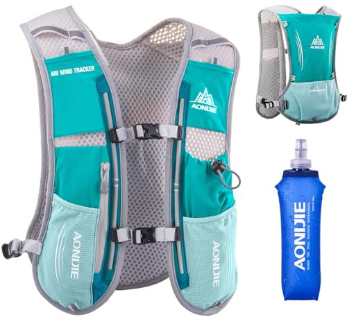 Azarxis Sac à Dos Hydratation 5L Gilet d'Hydratation Sac Trail Léger pour Homme Femme Marathoner Cyclisme Randonnée Escalade (Bleu Clair - avec Bouteille d'eau (500 ML))