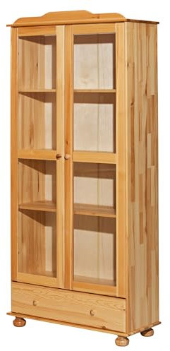 Dynamic24 Vitrine Kiefer massiv Standvitrine Wohnzimmerschrank Wandschrank