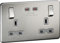 Screwless Double Switched Socket with Dual USB-C [65W Fast Charge] – Brushed Chrome with Grey Insert