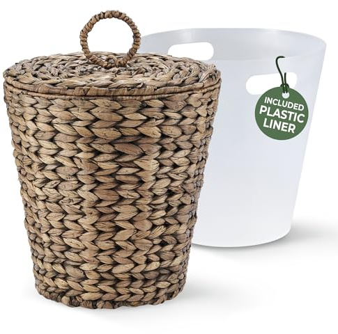 84ECO Poubelle en osier noir de 3 gallons avec couvercle et doublure