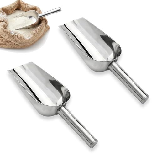 fKiZanthene Pelle Inox Cuisine Lot de Deux Petites Pelles à Pellets et Aliments Pelle à Pâtisserie Usage Cuisine Buanderie et Nourriture Sèche pour Dosage Farine Café Croquettes