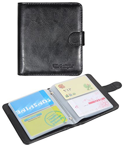 wisdompro Business Card Holder Wallet, PU Leather Credit Card Book Holder Organizer with Magnetic Shut
