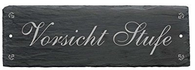 Schild « VORSICHT STUFE » aus Schiefer - ca.22 x 8 cm - Türschild Hinweisschild