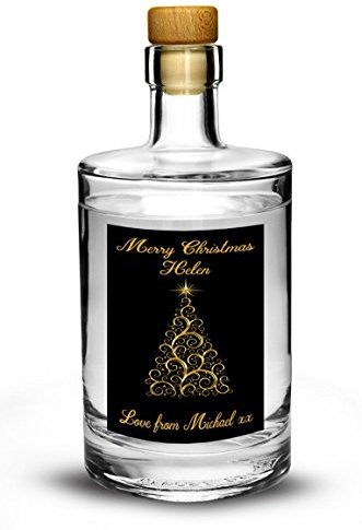 2 x Personalised Christmas Gin Vodka Whisky Black Bottle Label Stickers by Ellis Graphix (TM)
