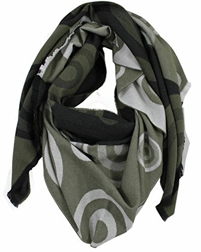 Rotfuchs® Schal Webschal Two-Tone & Grafik Look - grün schwarz modisch 100% Baumwolle