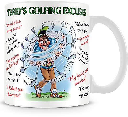 personalised4u Golf Excuses Funny Ceramic Coffee Mug – (Name Can Be Added)