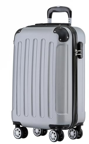 BEIBYE Zwillingsrollen Hardcase Reisekoffer Koffer Trolleys Hartschale in XL-L-M in 14 Farben (Silber, Handgepäck (55cm))