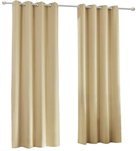 Verdunklungsvorhang mit Ösen 2 Stücke Leichter Thermovorhang Blickdicht Verdunklungsgardine in Champagner 135x225 cm Thermogardine für Schlafzimmer Gardine Lichtundurchlässig