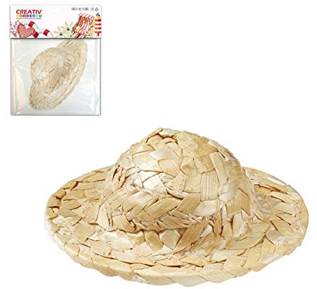 CREATIV DISCOUNT Miniatur- Strohhut, ca. 5cm, 2 Stück