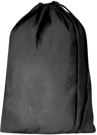 Bronta Mill Plain Natural 100% Cotton Drawstring Stuff Bags | Eco Friendly Storage Pouch | Black - L - 50cm x 40cm
