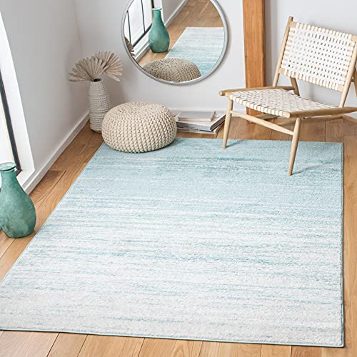 SAFAVIEH Modern Teppich für Wohnzimmer, Esszimmer, Schlafzimmer - Adirondack Collection, Kurzer Flor, Aqua and Ivory, 135 X 196 cm