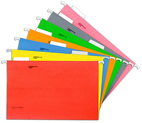 7 Stück Hängemappe A4 Hängetasche Papier Hängehefter Hängende Aktenordner Fächermappe Hängesammler Farbig Hängeregister Dokumentenablage Ordner für Büro, Schule