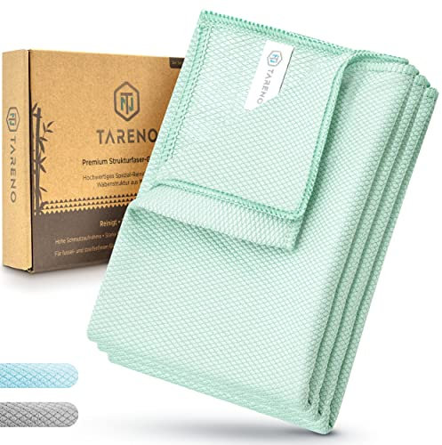 TARENO® Premium Fenstertuch streifenfrei - Mikrofaser Fensterputztuch für Hochglanz [3er Set] - Scheibentuch mit Wabenstruktur - Reinigungstuch für Glatte Flächen - Glas, Auto, Edelstahl