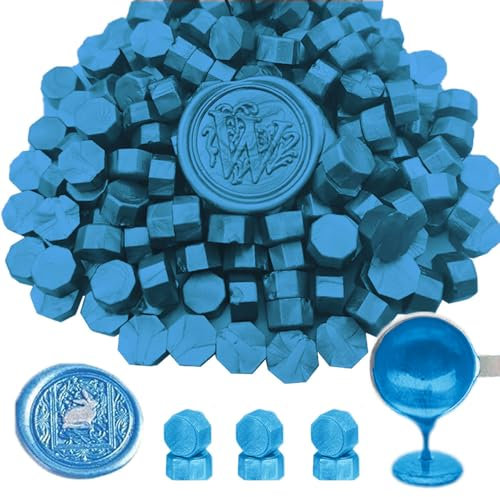 Wachs Siegel Perlen, ANBOSE 300 Stück Achteck Blau Siegel Wachs Perlen, Wachs Siegel Perlen für Brief-Siegel-Wachs