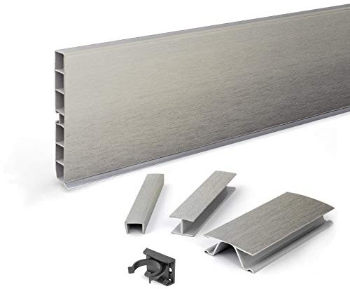 DQ-PP Plinthe 9 m, Cache de plinthe, 100 mm, Inox, Plastique, Socle, Plinthes, Profil de plinthe, Socle de cuisine, Plinthe de cuisine pour cuisine encastrable