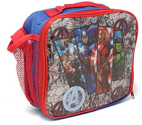 Marvel Avengers Children's Character Insulated Lunch Bag with Shoulder Strap & Mesh Side Pocket